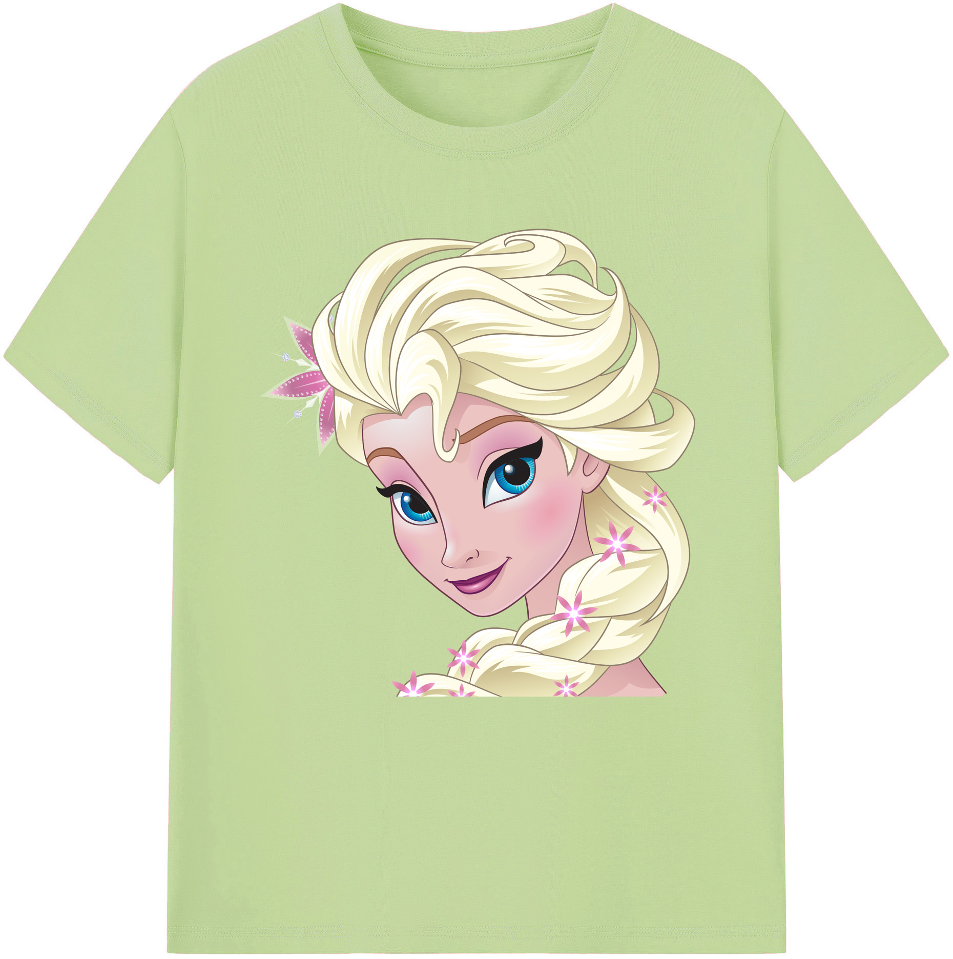（画像用） アナと雪の女王 アンナ エルサ Frozen Anna Elsa 綿100％半袖Tシャツ（フロントプリント）